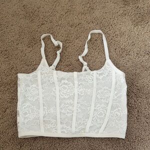 Colsie Lace Crop Top - White